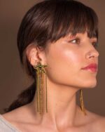 Aretes largos verde esmeralda