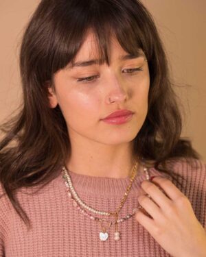 collares mujeres de moda corazon nacar