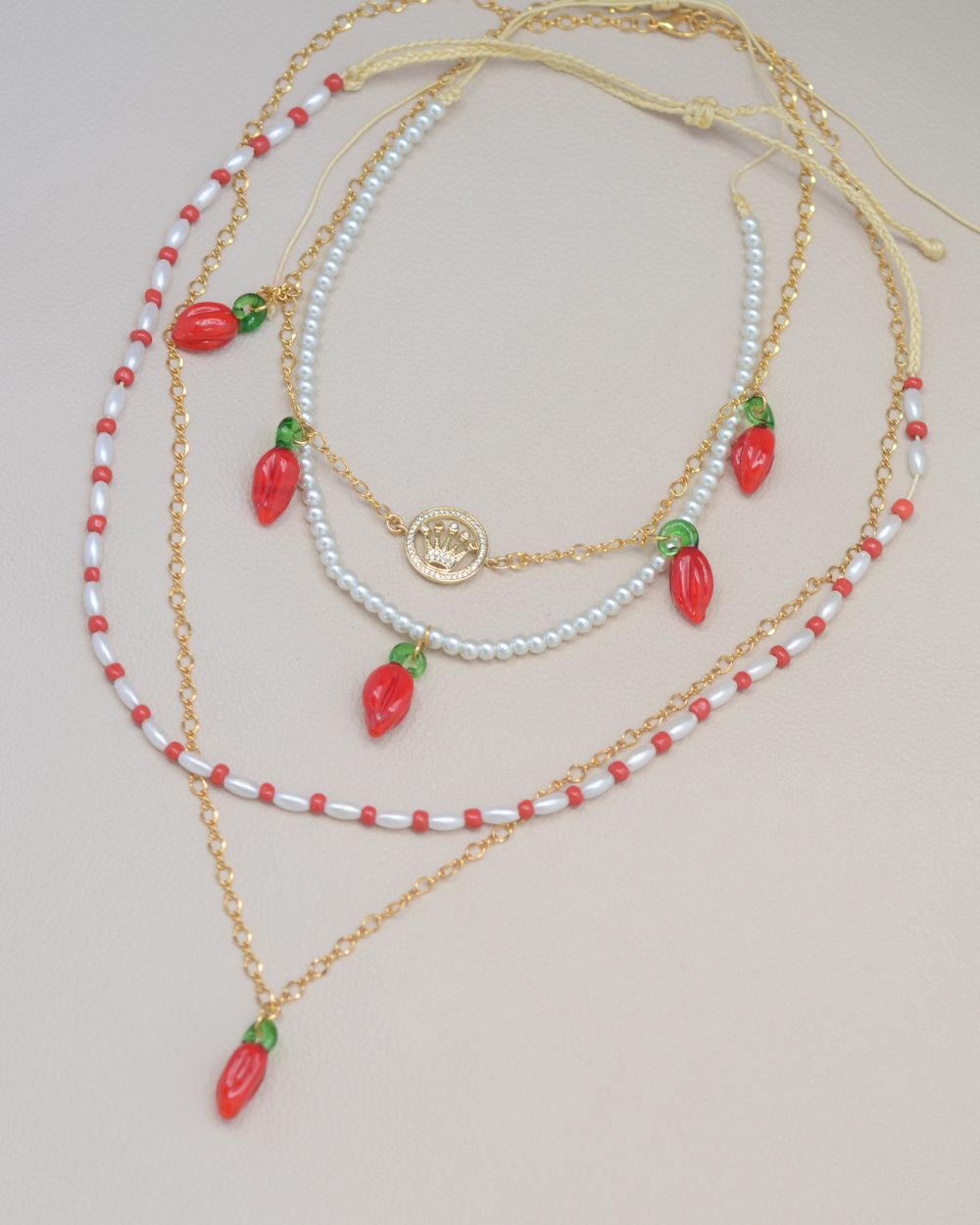collar aji con perlas