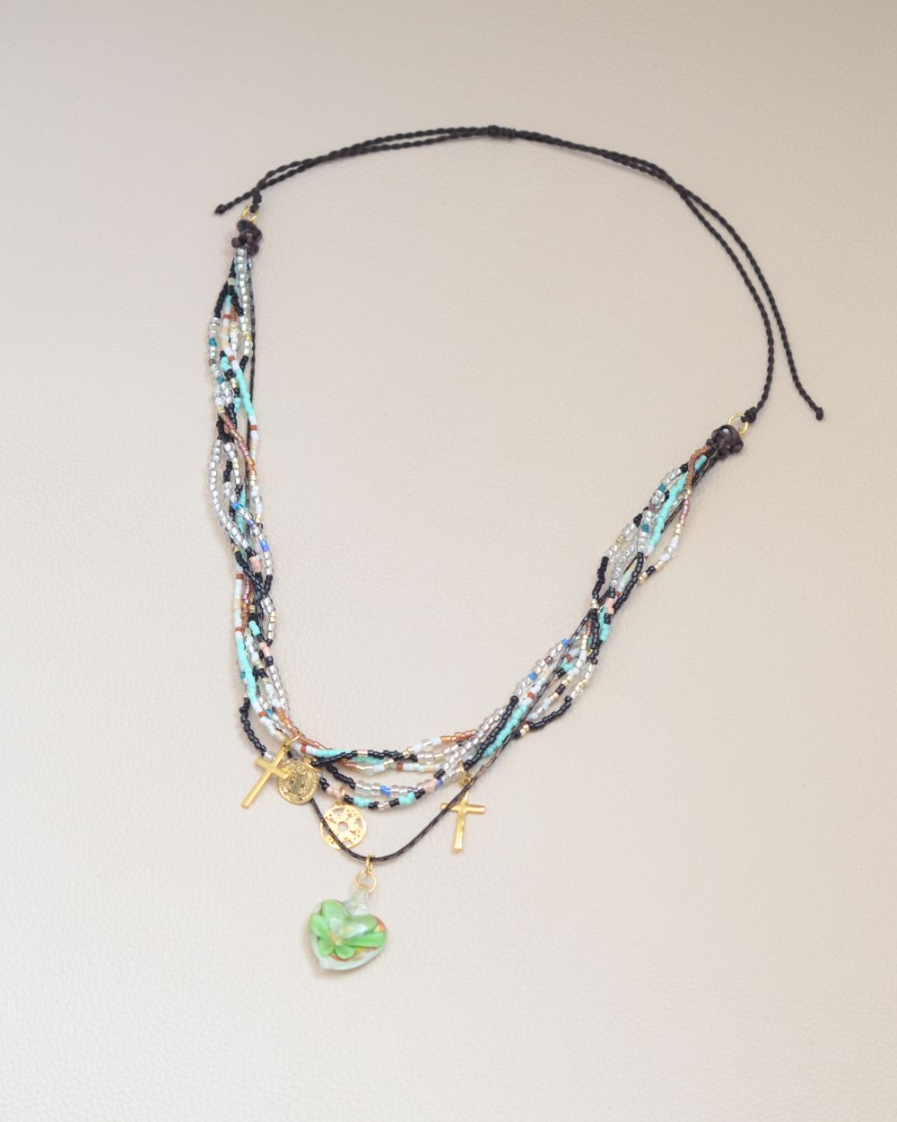 collar aventurina dije cadena dorada