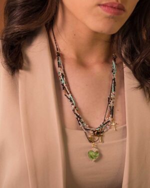 collar aventurina dije corazon